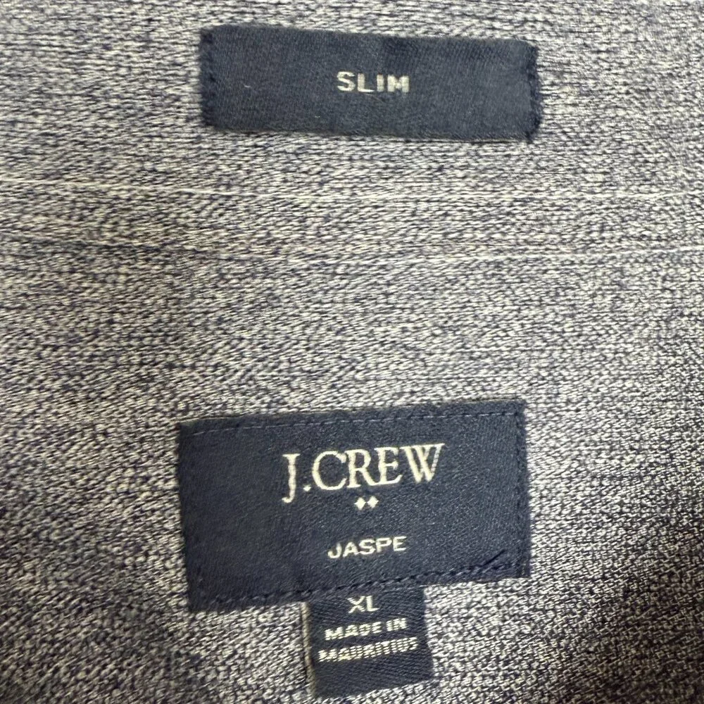 EUC Men's J. CREW Slim Jaspe Button-Down Shirt Navy |‎ Size XL